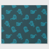 Light Blue Ghosts Dark Blue Halloween Geschenkpapier (Flach)