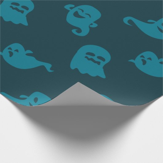 Light Blue Ghosts Dark Blue Halloween Geschenkpapier (Ecke)