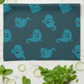 Light Blue Ghosts Dark Blue Halloween Geschirrtuch (Gefaltet)