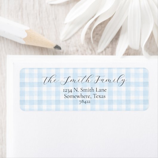 Light Blue Gingham Address Label (Insitu)