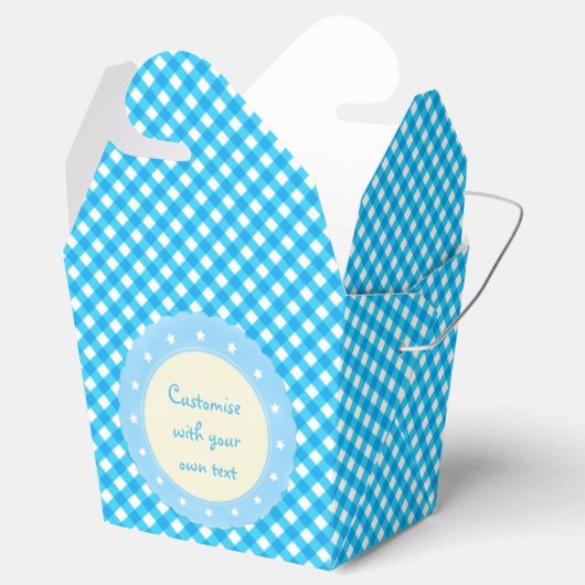 Light Blue Gingham Extravagant Custom Geschenkschachtel (Geöffnet)