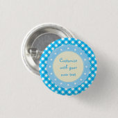 Light Blue Gingham Extravaganter benutzerdefiniert Button (Vorne & Hinten)