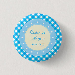 Light Blue Gingham Extravaganter benutzerdefiniert Button