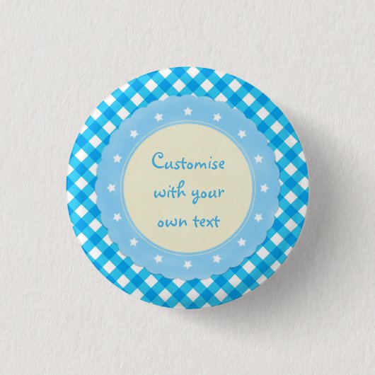 Light Blue Gingham Extravaganter benutzerdefiniert Button (Vorderseite)