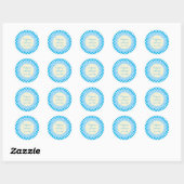 Light Blue Gingham Extravaganter benutzerdefiniert Runder Aufkleber (Blatt)