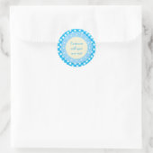 Light Blue Gingham Extravaganter benutzerdefiniert Runder Aufkleber (Tasche)