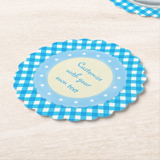 Light Blue Gingham Extravaganter benutzerdefiniert Untersetzer (angewinkelt)