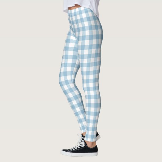 Light Blue Gingham Frauen Leggings (Links)