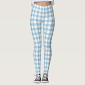 Light Blue Gingham Frauen Leggings (Vorderseite)