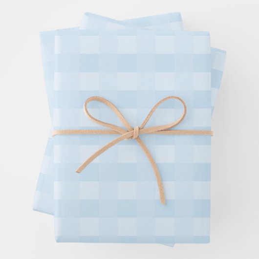 Light Blue Gingham Kariert Pattern Geschenkpapier Set (Beispiel)