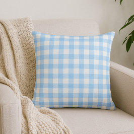 Light Blue Gingham Kariert Throw Kissen