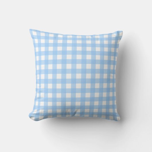 Light Blue Gingham Kariert Throw Kissen (Vorderseite)