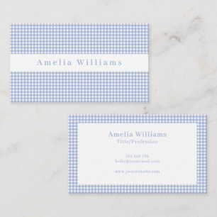 Light Blue Gingham Kariert Visitenkarte