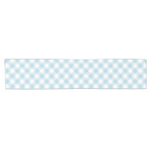 Light Blue Gingham Kariertes Muster Kurzer Tischläufer (Horizontal)