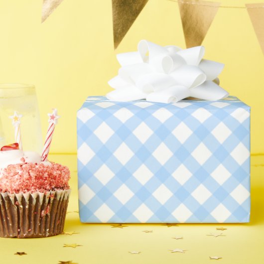 Light Blue Gingham Karo Geschenkpapier (Geburtstagsparty)