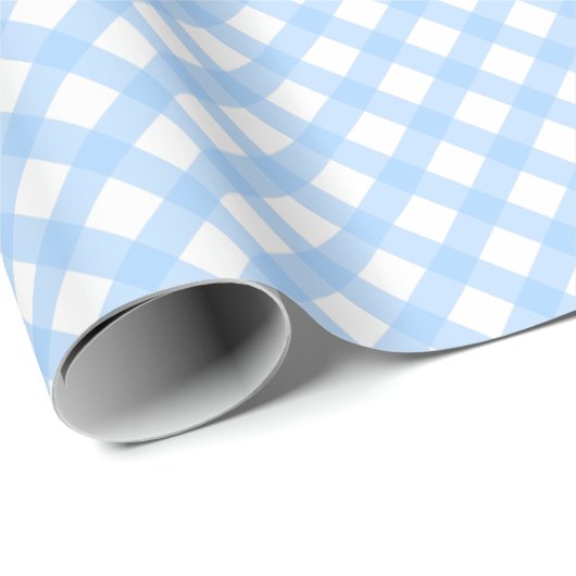 Light Blue Gingham Karo Geschenkpapier (Rolleneckpunkt)