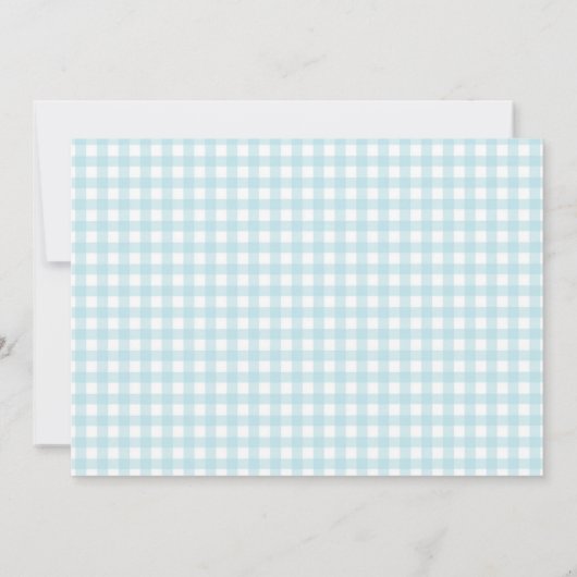 Light Blue Gingham Karo Pattern Foto Birth Ankündigung (Rückseite)