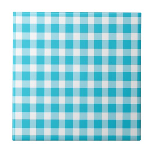 Light Blue Gingham Pattern Fliese (Vorderseite)