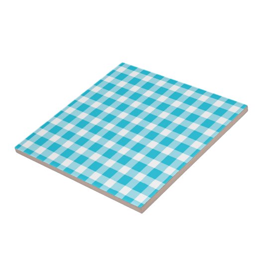 Light Blue Gingham Pattern Fliese (Seite)