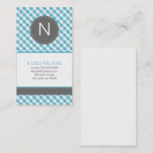 Light Blue Gingham Pattern Mit Monogramm Visitenkarte (Vorne/Hinten)