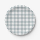 Light Blue Gingham Pattern Pappteller (Vorderseite)