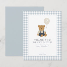 Light Blue Gingham Teddy Bear Dankeschön Karte