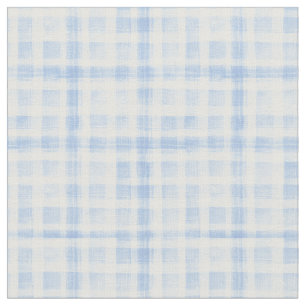Light Blue Gingham Watercolor Fabric Stoff