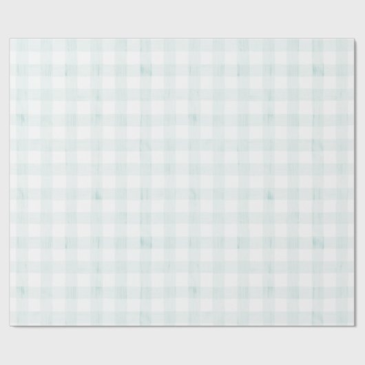 Light Blue Gingham Watercolor Geschenkpapier (Flach)