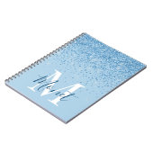 Light Blue Girl Glitzer Glam Monogram Name Notizblock (Linke Seite)