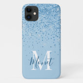 Light Blue Girl Glitzer Glam Monogram Script Name Case-Mate iPhone Hülle (Rückseite)