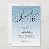 Light Blue Glam Glitzer Sweet 16 Einladung (Vorderseite)