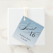 Light Blue Glam Glitzer Sweet 16 Personalisiert Geschenkanhänger (Beispiel)