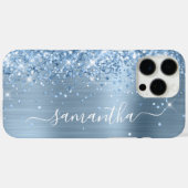 Light Blue Glittery Glam Girly Signature Case-Mate iPhone Hülle (Rückseite (Horizontal))
