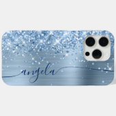 Light Blue Glittery Glam Navy Signature Case-Mate iPhone Hülle (Rückseite (Horizontal))