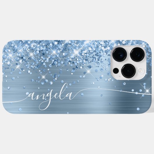 Light Blue Glittery Glam Signature Case-Mate iPhone Hülle (Rückseite (Horizontal))