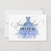 Light Blue Glitzer Chic Dress Sweet 16 Birthday Save The Date (Vorderseite)