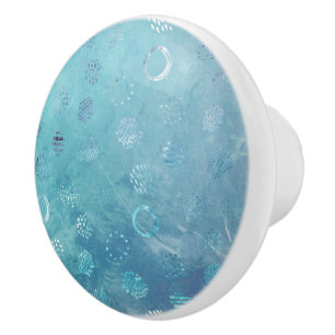 Light Blue Glitzer Dots Keramikknauf