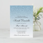 Light Blue Glitzer Glam Bat Mitzvah Einladung (Stehend Vorderseite)