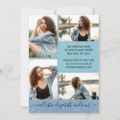 Light Blue Glitzer Halo Foto Collage Sweet 16 Einladung (Rückseite)