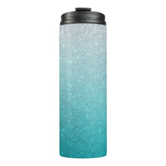 Light Blue Glitzer Ombre Thermal Tumbler Thermosbecher (Vorderseite)