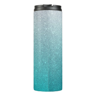 Light Blue Glitzer Ombre Thermal Tumbler Thermosbecher