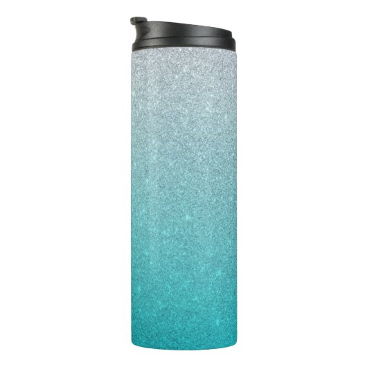 Light Blue Glitzer Ombre Thermal Tumbler Thermosbecher (Nach rechts gedreht)