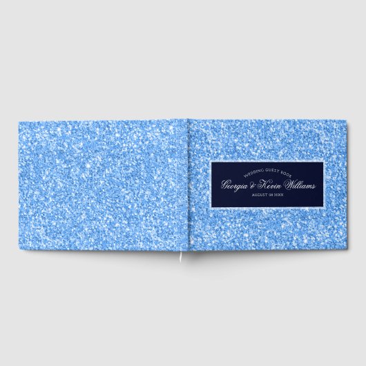 Light Blue Glitzer Pattern & Dark Blue Gästebuch (Voll)