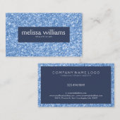 Light Blue Glitzer Textur Navy Blue Akzent Visitenkarte (Vorne/Hinten)
