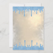 Light Blue Glitzer Tropfen, Girl Gold Einladung (Rückseite)