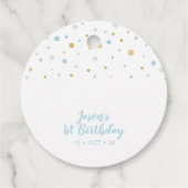 Light Blue & Gold Balloons | 1. Junge Geburtstag Geschenkanhänger (Rückseite)