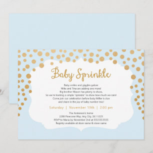 Light Blue Gold Boy Baby Sprinkle laden ein, Baby Einladung