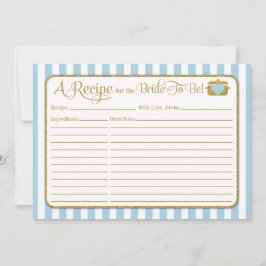 Light Blue Gold Brautparty Rezept Card
