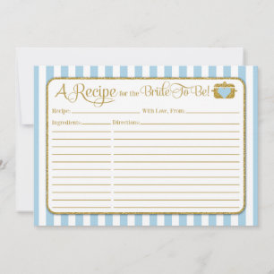 Light Blue Gold Brautparty Rezept Card