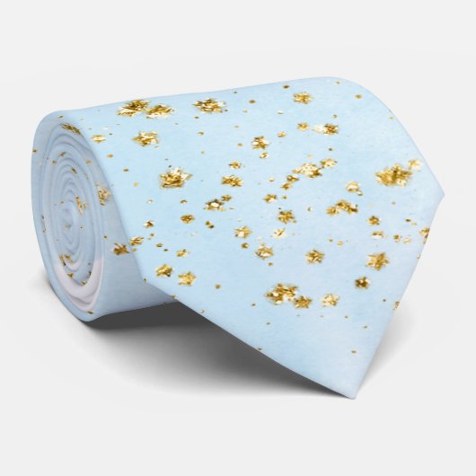 Light Blue Gold Floral Groom Hochzeit Neck Tie Krawatte (Gerollt)
